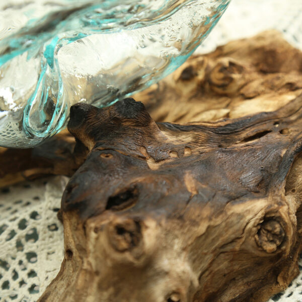 Home Natural Solid Wood Base Glass Hydroponics Fish Tank Decoration - Image 6