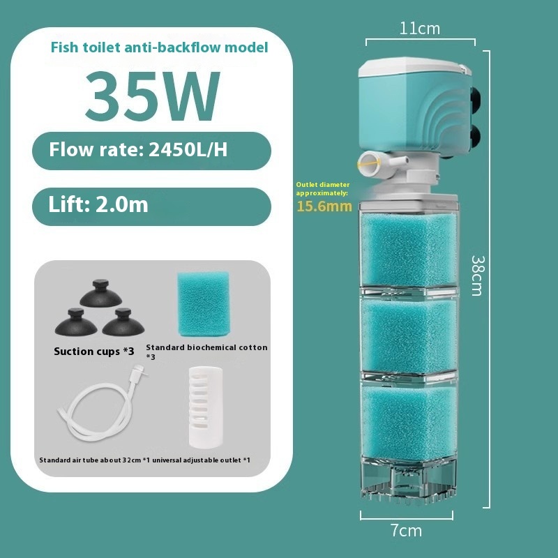 Anti-backflow Filter Aerating Fish Tank Built-in Filter - Image 6