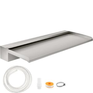 Waterfall Blade, 60cm Stainless Steel Waterfall Spillway, Rectangular Waterfall Pool Fountain, Cascade Blade With Connector, Hose, Clamp & PTFE Tape, Water Blade For Koi Fish Pond, Water Feature