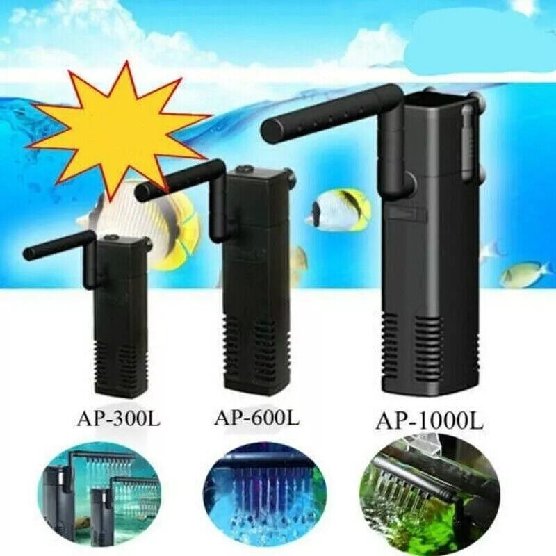 730254ad-ed1c-4a56-83b0-abf9c9fc226a-2jpg - Aquassi Ltd | Award-winning Aquarium Design & Aquascaping Three Black Aquarium Air Pumps Sized Ap-300l, Ap-600l, and Ap-1000l with Side Outlets, Shown Against a Blue Water Backdrop (illustrating Aquarium Equipment).