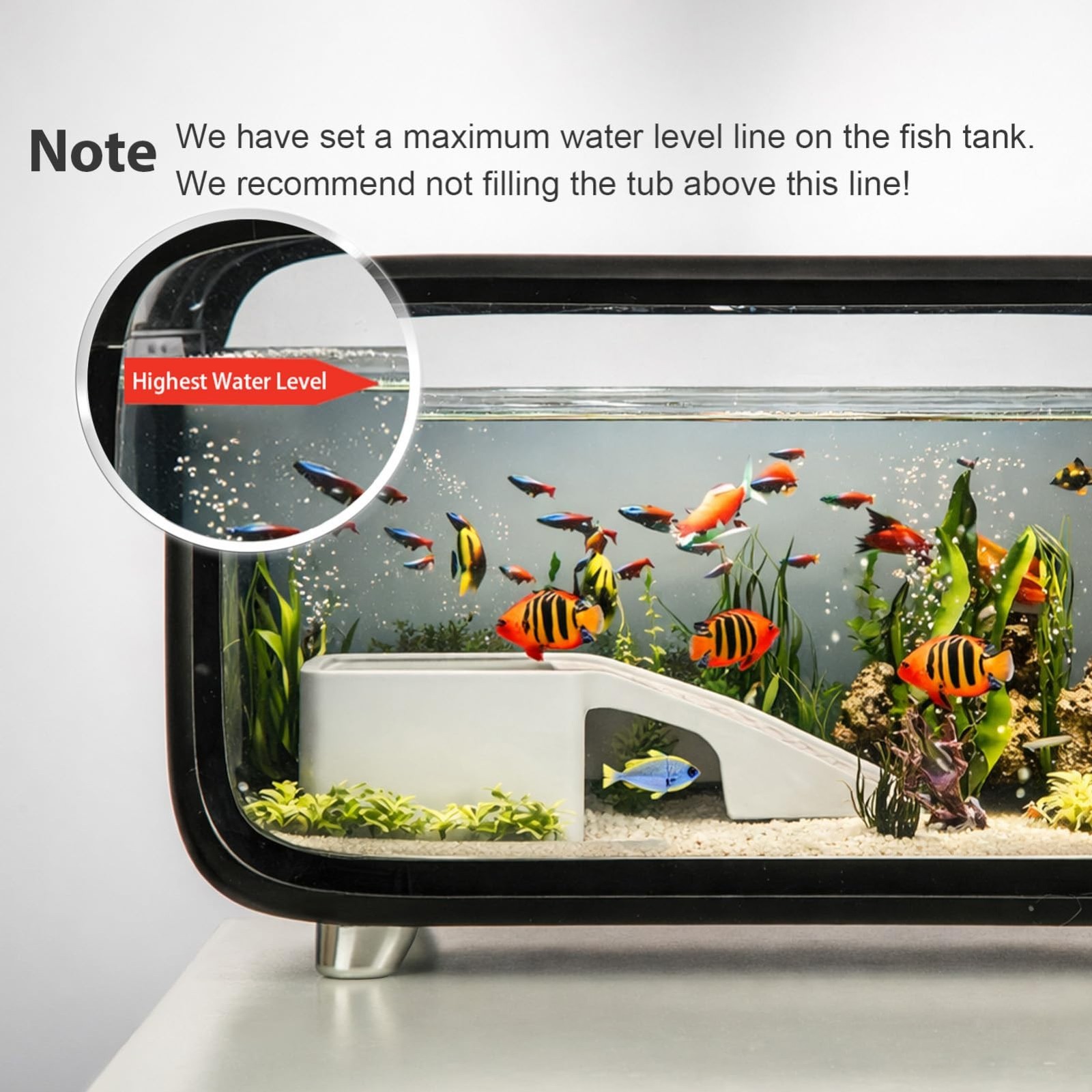 B487b38c-f686-416f-b1d7-86a0af2f3bb3-2jpg - Aquassi Ltd | Award-winning Aquarium Design & Aquascaping Note: We Have Set a Maximum Water Level Line on the Fish Tank; We Recommend Not Filling Above This Line.
