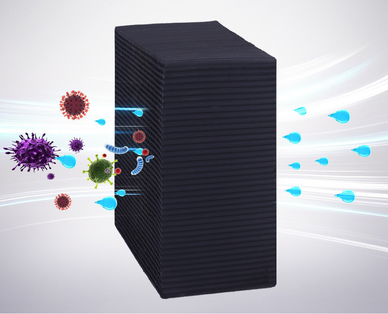 597f6ca7-232a-4f32-b9e3-3bc06432dda9-1jpg - Aquassi Ltd | Award-winning Aquarium Design & Aquascaping Tall Black Server or Router Surrounded by Colorful Cartoon Viruses Being Repelled, Illustrating Cybersecurity or Virus Protection for a Data Center.